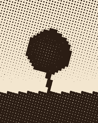 Lone tree, rendered with the Old print preset